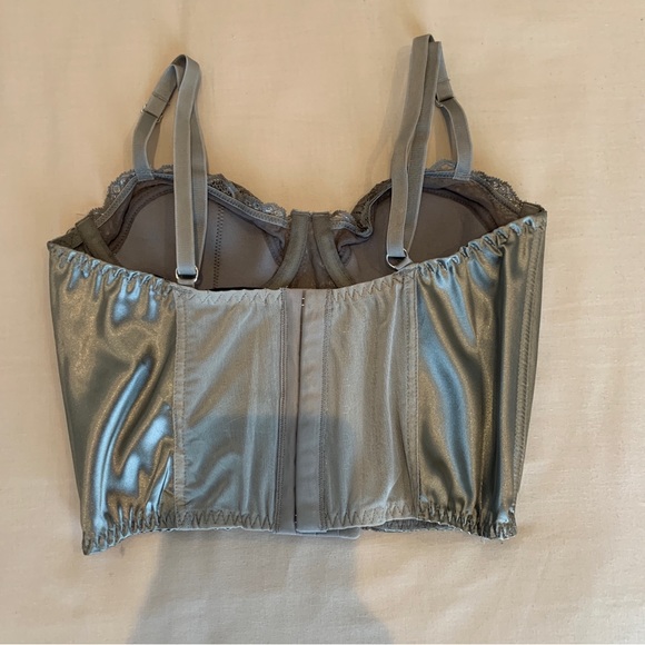 Urban Outfitters Grey Lace Satin Corset Top - Picture 3 of 4